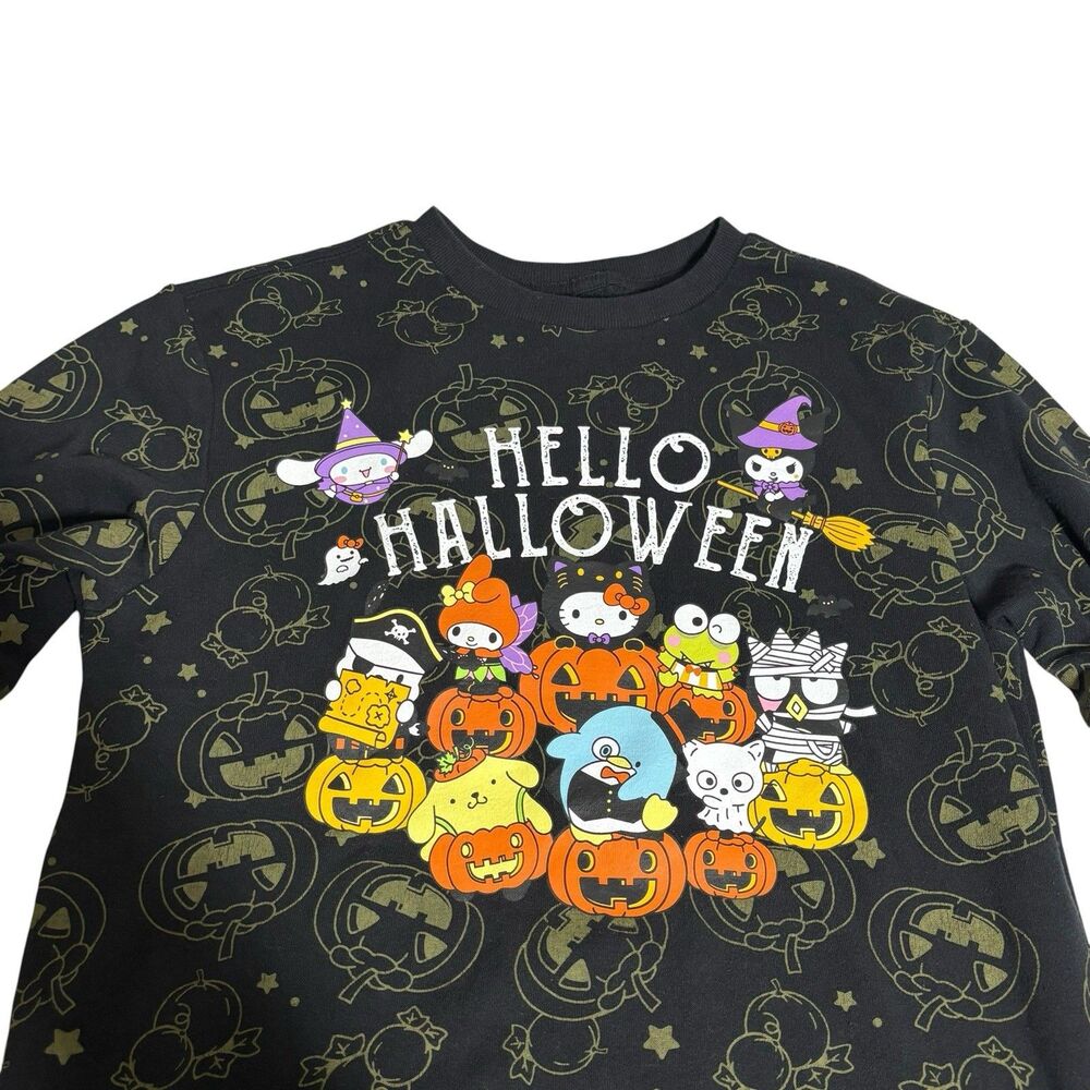 Hello Kitty & Friends Pumpkins/Halloween Fleece Sweatshirt S Kawaii Goth Festive